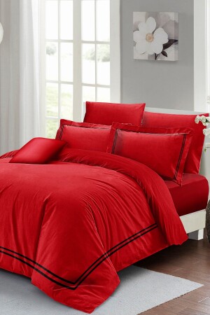 Bettbezug-Set für Doppelbett, eng gewebter Baumwollsatin, 3D-Spezialdesign, luxuriös, Rot (ohne Laken) PERLASERA25991 - PerlaSera