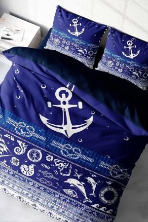 Bettbezug-Set für Doppelbett, eng gewebter Baumwollsatin, 3D-Spezialdesign „Night in the Ocean“ (ohne Laken) PERLASERA27728 - PerlaSera