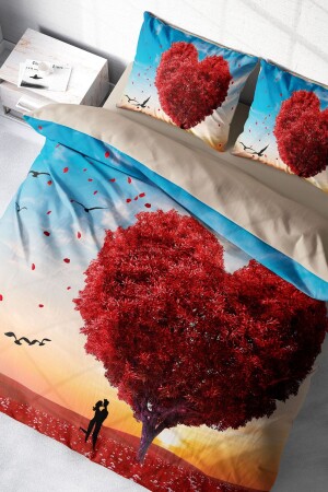 Bettbezug-Set für Doppelbett, eng gewebter Baumwollsatin, 3D-Spezialdesign, Valentinstag (ohne Bettwäsche) PERLASERA28565 - PerlaSera