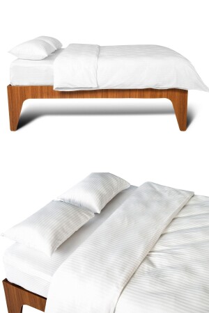 Bettbezug-Set für Einzelbett – gestreifter Satin 8682157501740 - Otello