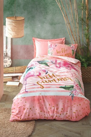 Bettbezug-Set für Einzelbettzimmer im Jugendzimmer „Hello Summer Pink“ 8680108049365 - Cotton Box