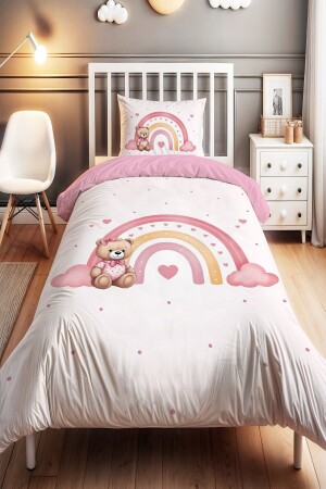 Bettbezug-Set für einzelne Babys und Kinder mit Regenbogen-Baby-Bärenmuster - Evpanya