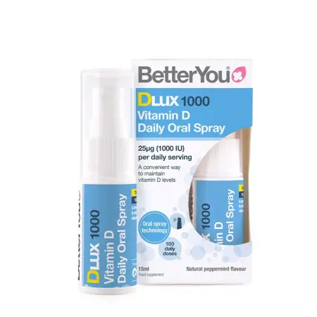 BetterYou Dlux Daily Vitamin D 1000 IU Oral Spray (15 ml, Natural Peppermint) - BetterYou