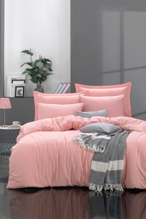 Bettwäsche-Set aus 100 % natürlicher Baumwolle, einfarbig, Doppelbett, FreshColor JanaPembe Ep-022787-v - Enlora Home