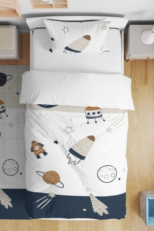 Bettwäsche-Set für Babys und Kinder mit Raumschiffmuster, einzeln, evnev00040 - Evpanya