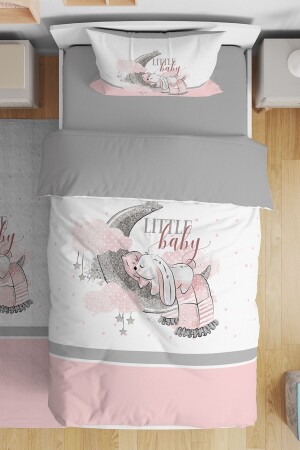 Bettwäscheset für einzelne Baby- und Kinderbetten mit Muster „Sleepy Rabbit“. - Evpanya