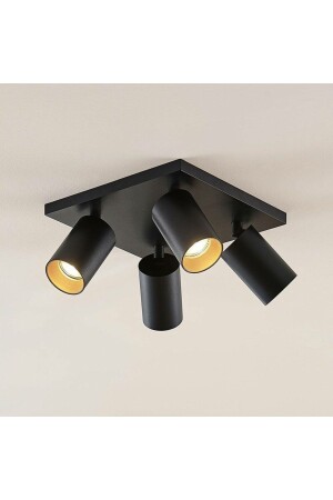 Beweglicher moderner schwarzer quadratischer 4-LED-Spot-Kronleuchter aus Metall mit Tageslichtlampe ry802161sy - Rsylight