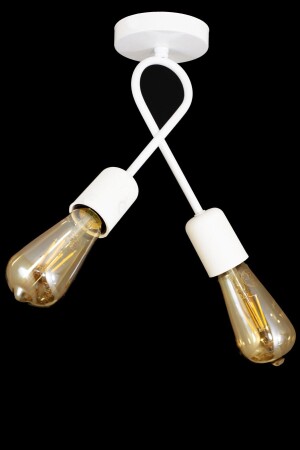 Beyaz Çapraz Fiyonk Model Avize 2'li LMBDR0085WHT - Lambadar