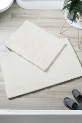Beyaz Kaymaz Pamuklu Peluş Post Banyo Paspası İkili Takım Banyo Halısı Klozet Takımı ( 40x60-60x90) PFFY-BANYO - Decomia Home