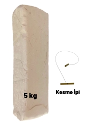 Beyaz Seramik Hamuru, Doğal Kil Çamuru, Oyun Hamuru, 5 Kg, Çamur Kesme Teli-ipi 5kgBeyazseramik - DSH Doğal Seramik Hamuru