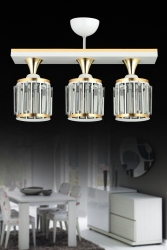 Beyaz Sıralı Kristal Taşlı 3'li Plafonyer Sarı Şeritli Silindir Lüks Avize TYC00829673666 - Kraliçe