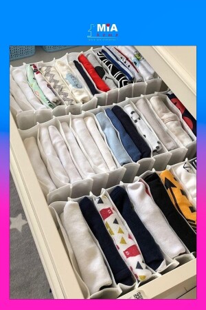 Beyaz - X Large Boy - 8 Gözlü Çekmece Düzenleyici - Cepli Organizer - Akordiyon Düzenleyici - Genel Markalar