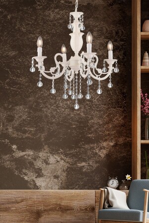 Beyza 4 Arm Cast White Modern Bedroom Kitchen Living Room Chandelier 3055-1050-4WH - Apliqa