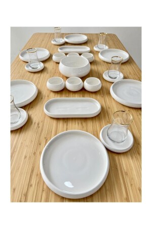 Bianco Perla Lux 27 Piece Pure White Porcelain Breakfast Set - Doğudeko