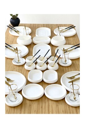 Bianco Perla Series Pure White Porcelain 33 Piece Breakfast Set bncprl003030255-1 - doğudeko