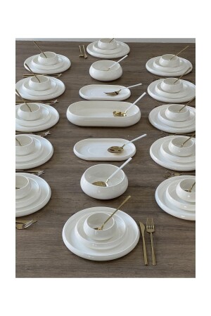Bianco Perla Series Pure White Porcelain 41 Piece Dinner Set for 12 Persons tnn-001fghj-558 - doğudeko