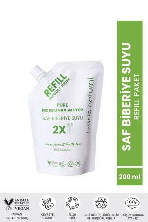 Biberiye Suyu Güçlendirici Saç Toniği Refill Paket 200 ml %100 Doğal Ve Saf - Halal