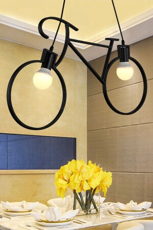 Bicycle Chandelier Black Metal Pendant Lamp Wrought Iron Retro Rustic Office Cafe Bar Hotel Modern Ceiling Lamp ATLY40 - Bundeba