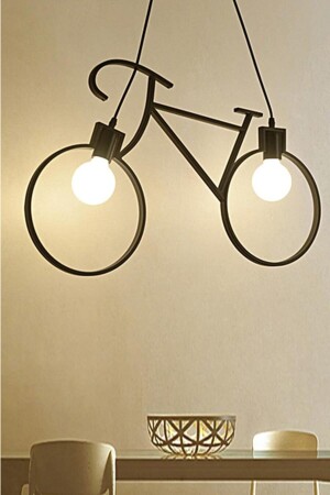 Bicycle Chandelier Black Metal Pendant Lamp Wrought Iron Retro Rustic Office Cafe Bar Hotel Modern Ceiling Lamp BNDBSKLT - Bundera