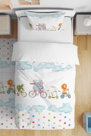 Bicycle Safari Patterned Single Baby Kids Bedding Set evnev00041 - Evpanya