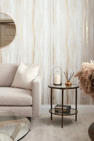 Bien Exclusive 5365 Cool Grey fließende Mustertapete mit Metallic-Gold, 5–30 m² - Bien Duvar Kağıtları