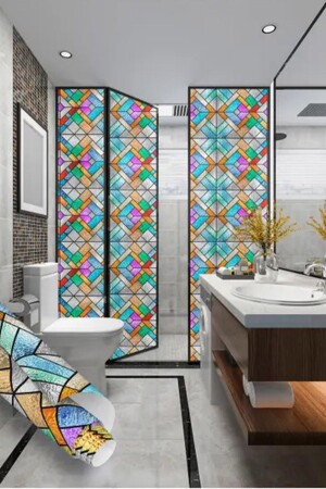 Bien Exclusive 90x100 Cm Şeffaf Vitray Desenler Premium Yapışkanlı Kaplama Pvc Folyo Bh620 - Bien Home