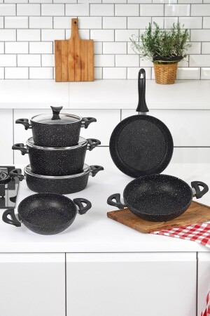 Big Granite 9-teiliges Kochgeschirrset Schwarz TAC-3578 - Taç