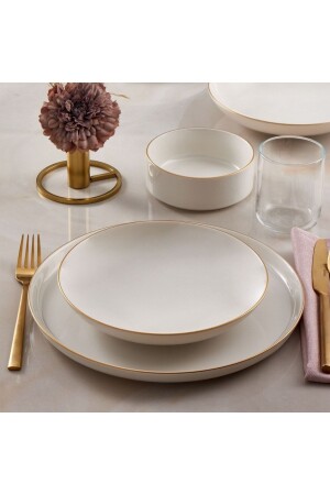 Bilbao 18 Piece Dinner Set for 6 People Gold PR. 00000000GBSBLB18YT30GD - Güral Porselen