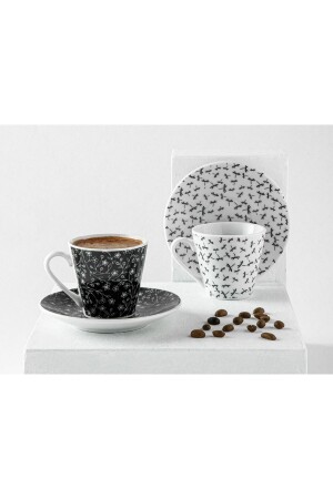 Bilbao Porselen 4 Parça 2 Kişilik Kahve Fıncan Takımı 80 Ml Siyah - Beyaz 10035669 - English Home