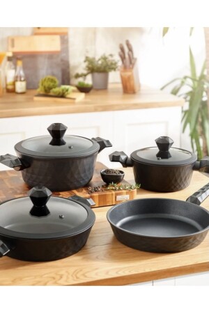 Bio Diamond Antibacterial Handle 7 Piece Cookware Set with Induction Base TYC00231908886 - Karaca