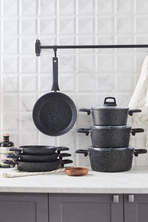 Bio Granit Eliz 10 Piece Cookware Set Black 153. 03. 08. 3791 - Karaca