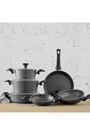 Bio Granit Premium Pinkgrey Mega 9 Piece Cookware Set KRC-PINKGRAY9 - Karaca