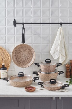 Bio Granite Wood Stone 9 Piece Cookware Set 153. 03. 08. 3535 - Karaca