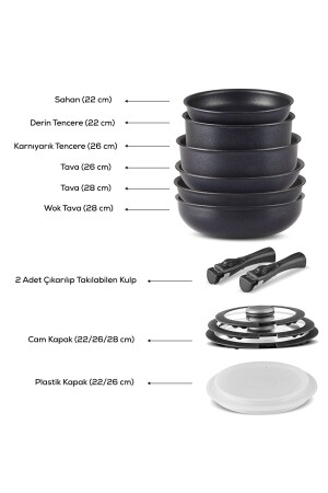 Biodiamond 13 Piece Easy Clip Pot and Pan Set with Detachable Handle and Does Not Take Up Space 153. 03. 08. 2451 - Karaca