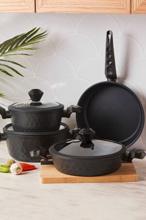 Biodiamond Antibacterial Handle 7 Piece Cookware Set UYSL0002041 - Karaca