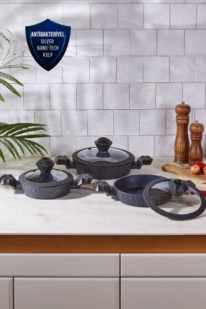 BioDiamond Antibacterial Handle Induction Based 6 Piece Pan Set 153. 03. 08. 0427 - Karaca