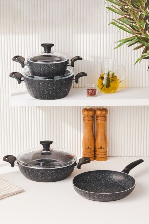 Biogranit Dream 7 Piece Cookware Set Black 153. 09. 01. 1224-1 - Cookplus