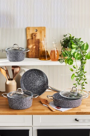 Biogranit Navy Stone 7 Piece Cookware Set 153. 09. 01. 1641 - Karaca