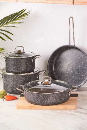 Biogranit Steel Plus 7 Piece Cookware Set Black 153. 03. 08. 1593 - Karaca