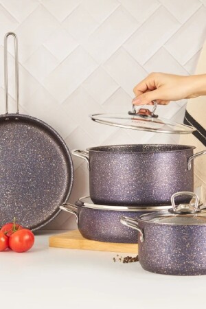 Biogranit Steel Plus 7 Piece Cookware Set Purple 153. 03. 08. 1597 - Karaca