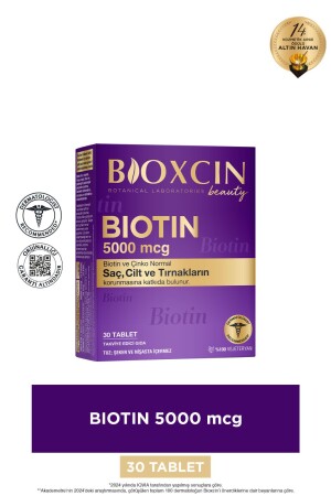 Biotin 5.000 Mcg 30 Tablet - Biotin Çinko 15 Mg Saç Ve Tırnak Vitamini - Bioxcin