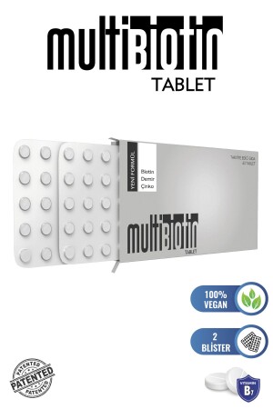 Biotin 5000 Mcg Enriched Hair and Nail Vitamin - 60 Tablets with Iron and Zinc Additives - Multibiotin
