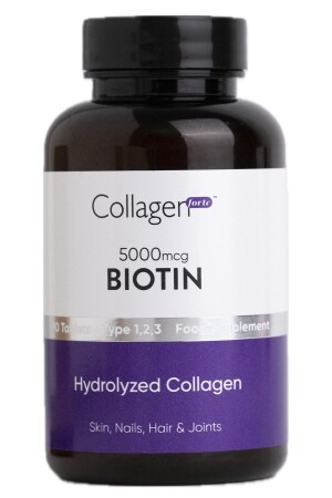 Biotin 5000mcg & Kolajen 1500mg X 90 Tablet- Saç Vitamini Güçlendirici Gıda Takviyesi - Collagen Forte Platinum
