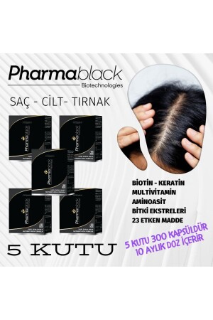 Biotin & Keratin Vitamin Complex Against Hair Loss 60 Capsules - 5 BOXES (300 CAPSULES) - Pharmablack