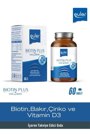 Biotin Plus 60 Tablet Vitamin Containing 5000 Mcg Zinc Copper And D3 - Euler