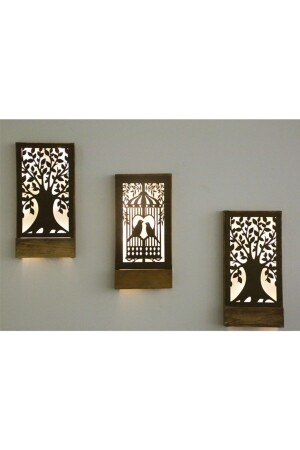 Bird Cage Fairy LED Illuminated Decorative Wall Ornament 3 Pieces Hallway Balcony Decoration Gfsdkr78 - Giftstore