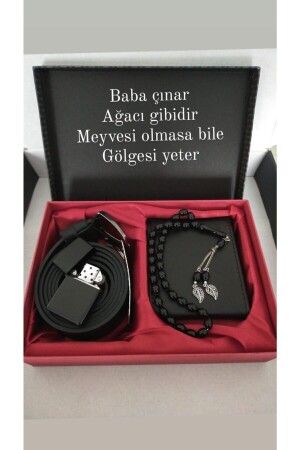 Birthday Gift for Dad Wallet Belt Prayer Beads Lighter Set MKLDASMFLWK - expreshediye