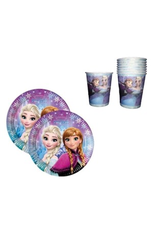 Birthday Plate and Cup Set for 8 People - Frozen Elsa