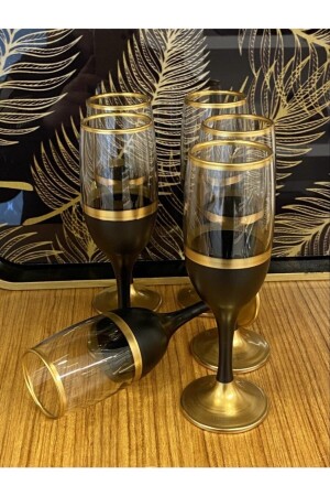 Bistro Black Gold Coffee Water Glass 6 Pieces - Paşabahçe