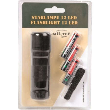BLACK 12 LED (3AAA) FLASHLIGHT - MIL-TEC